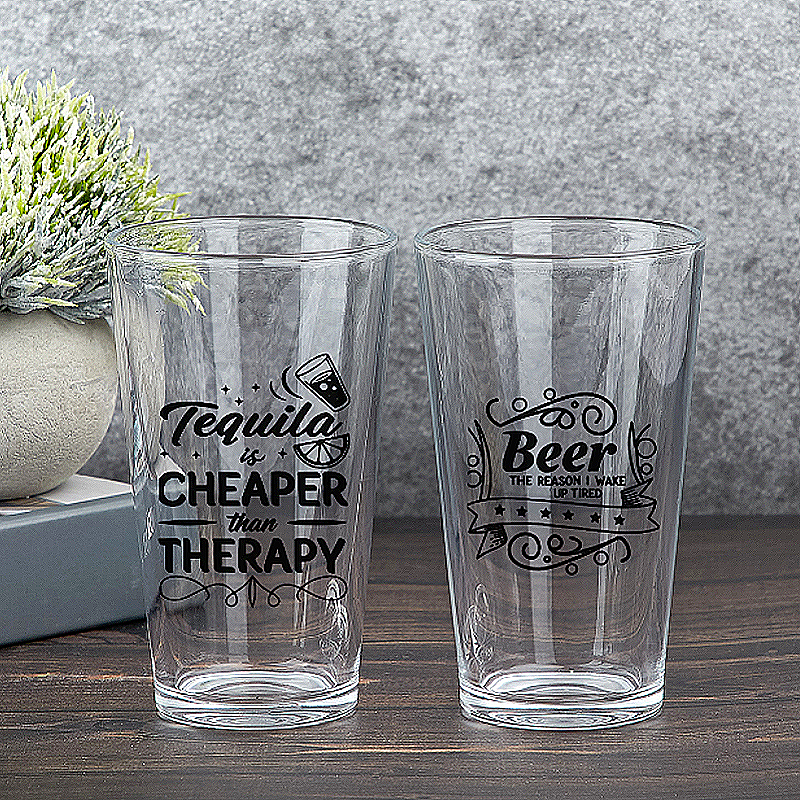 Personalized Beer Glass 16oz with Funny Text Gift for Beer Lovers