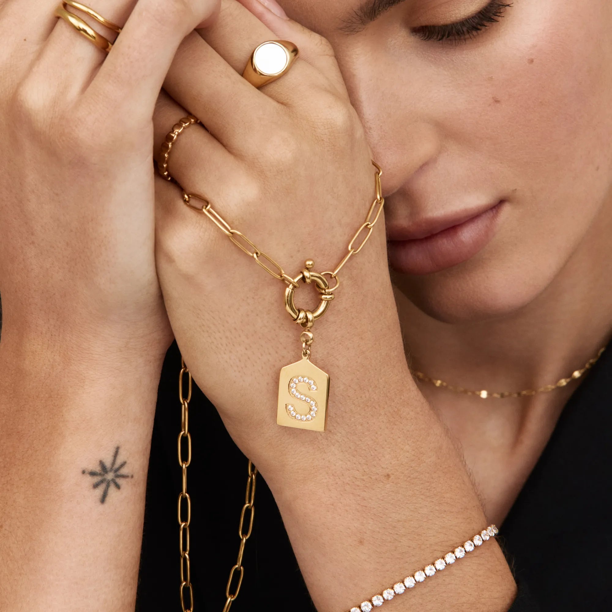 Pavé Initial Pendant Necklace
