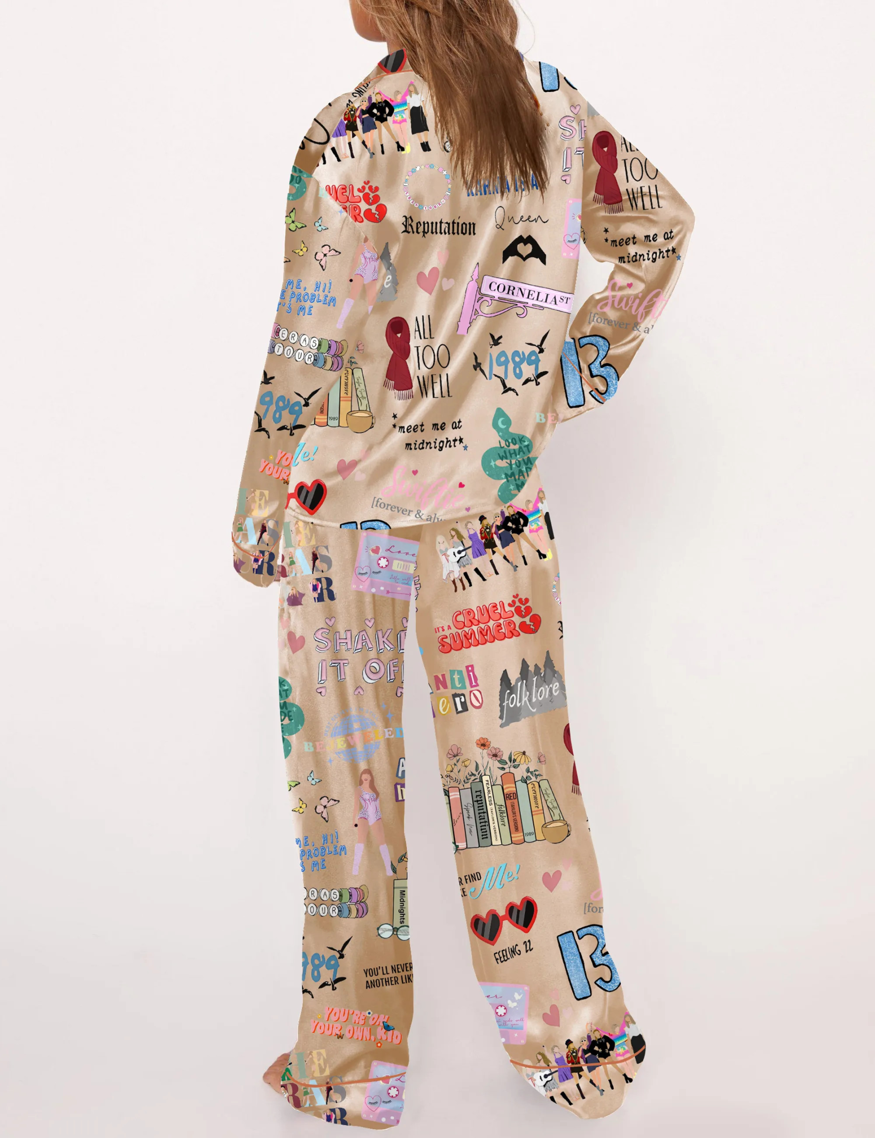 Music Artists Tour Satin Pajama Set For Women