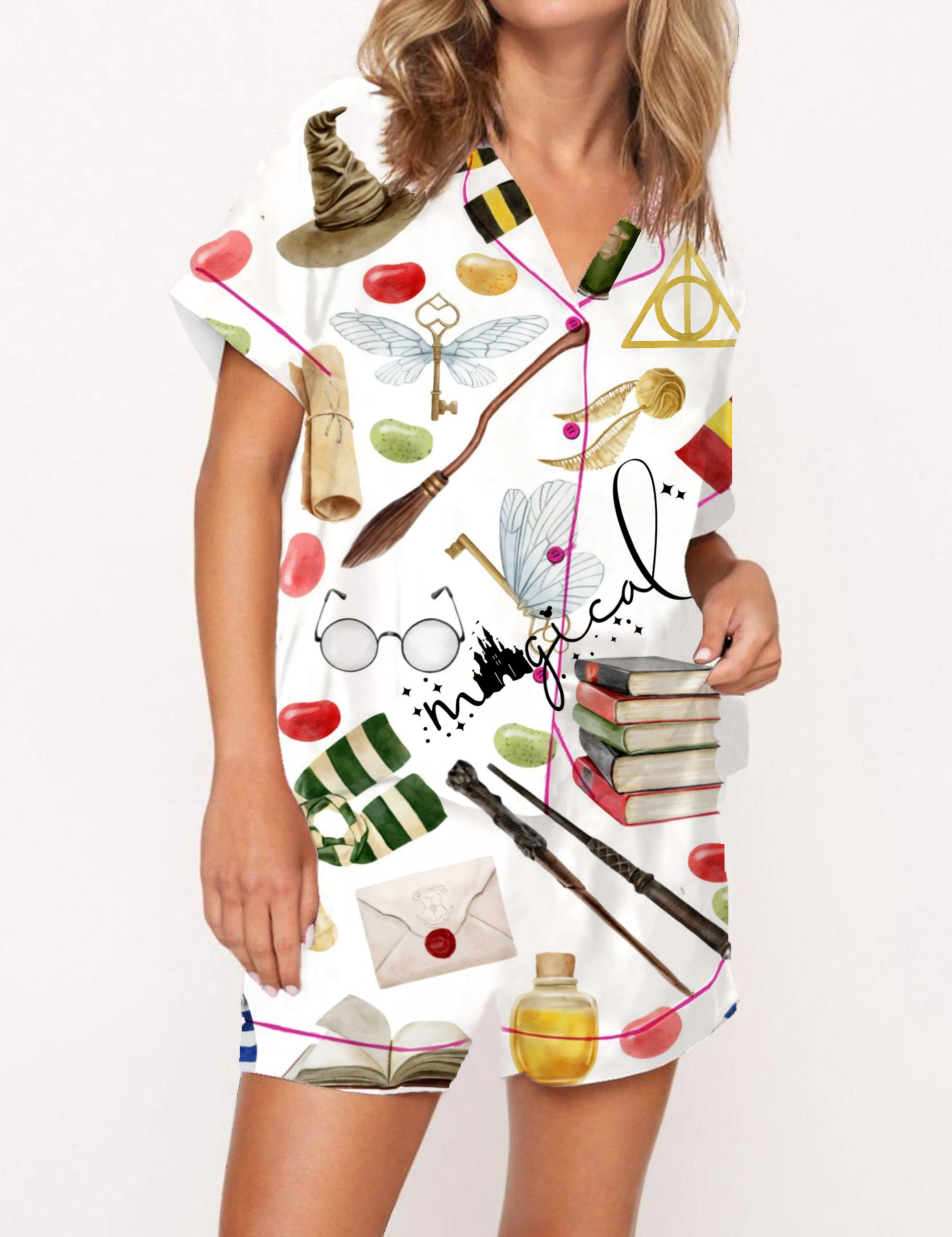 Magical World Of Harry Potter Silky Satin Pajama Short Set For Women