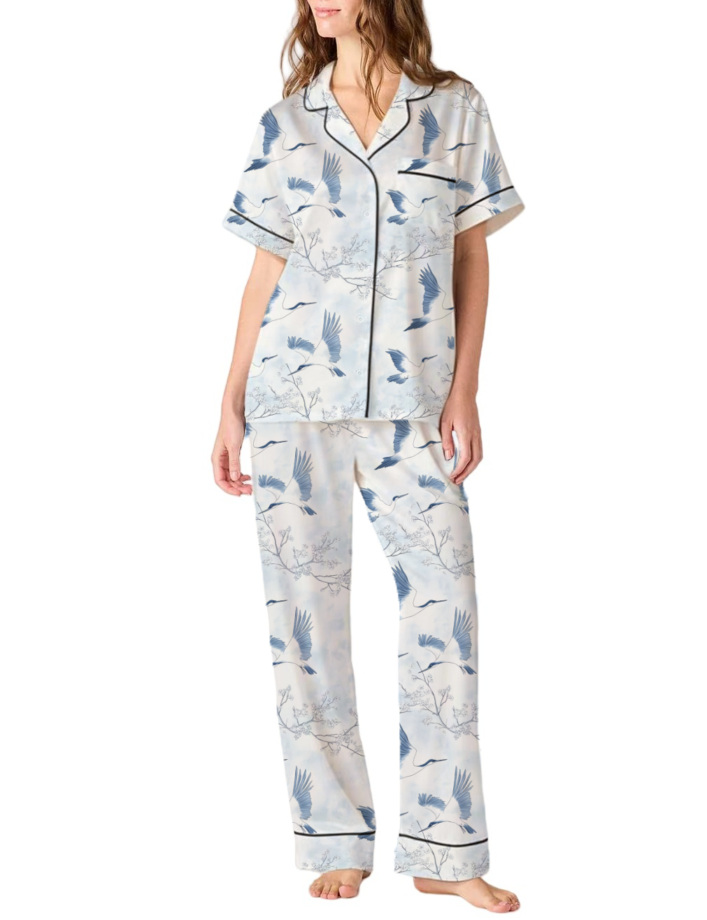 Crane Silky Satin Pajama Pants Set For Women