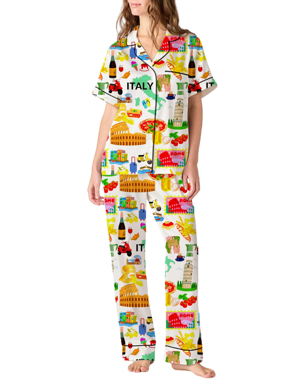 Italy Silky Satin Pajama Pants Set For Women