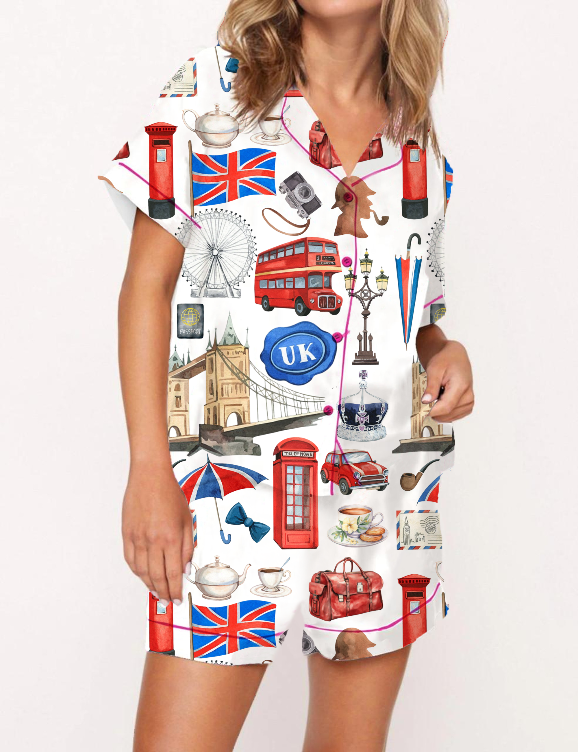 UK Travel Silky Satin Pajama Short Set For Women