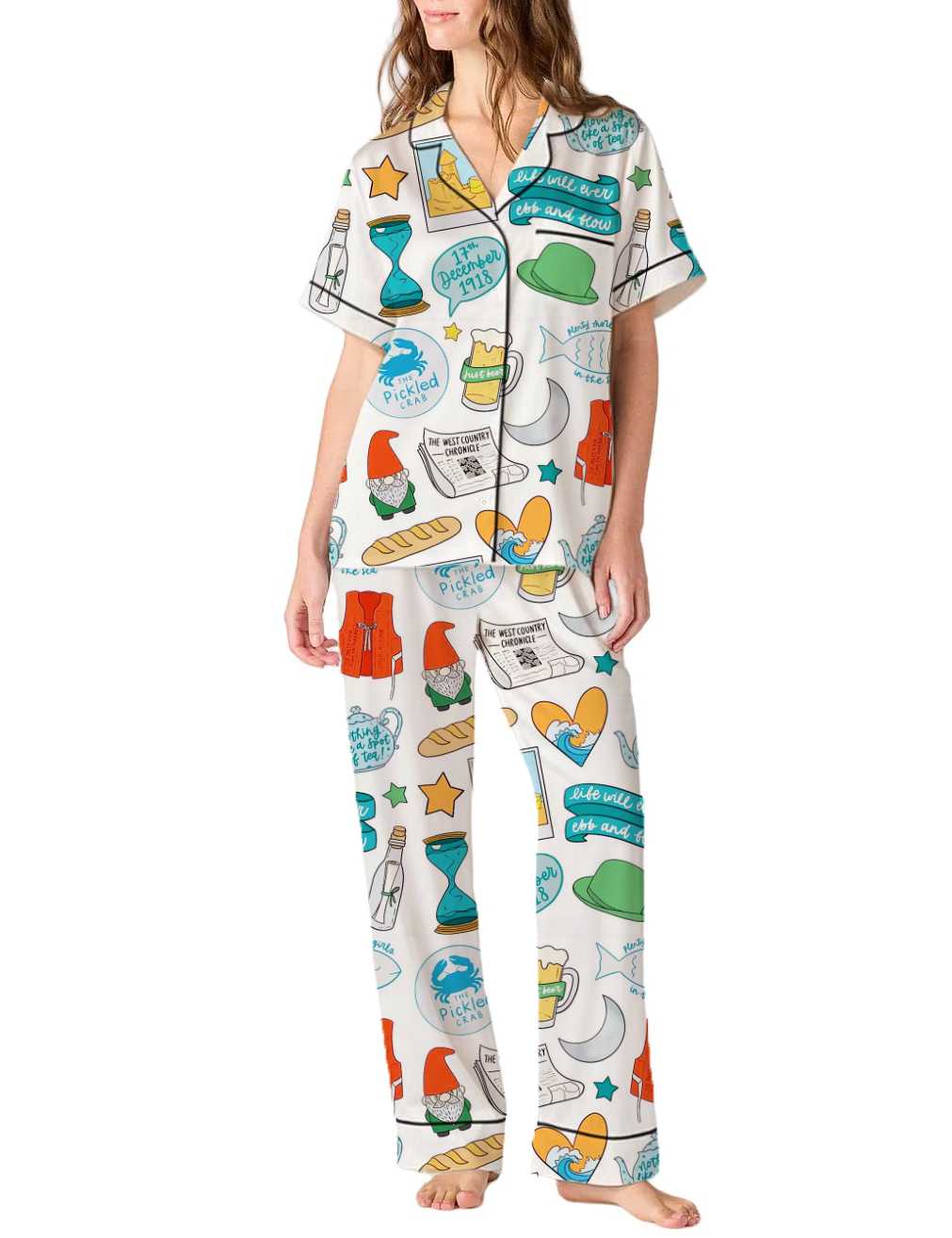 The Curious Case of Benjamin Button Musical Silky Satin Pajama Short Set For Women