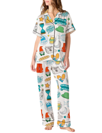 The Curious Case of Benjamin Button Musical Silky Satin Pajama Short Set For Women