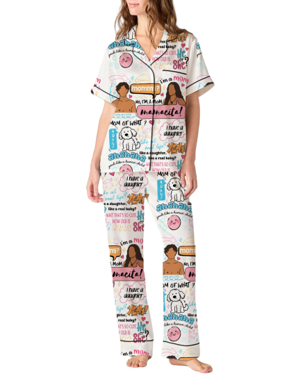 Mommy Mamacita Silky Satin Pajama Pants Set For Women
