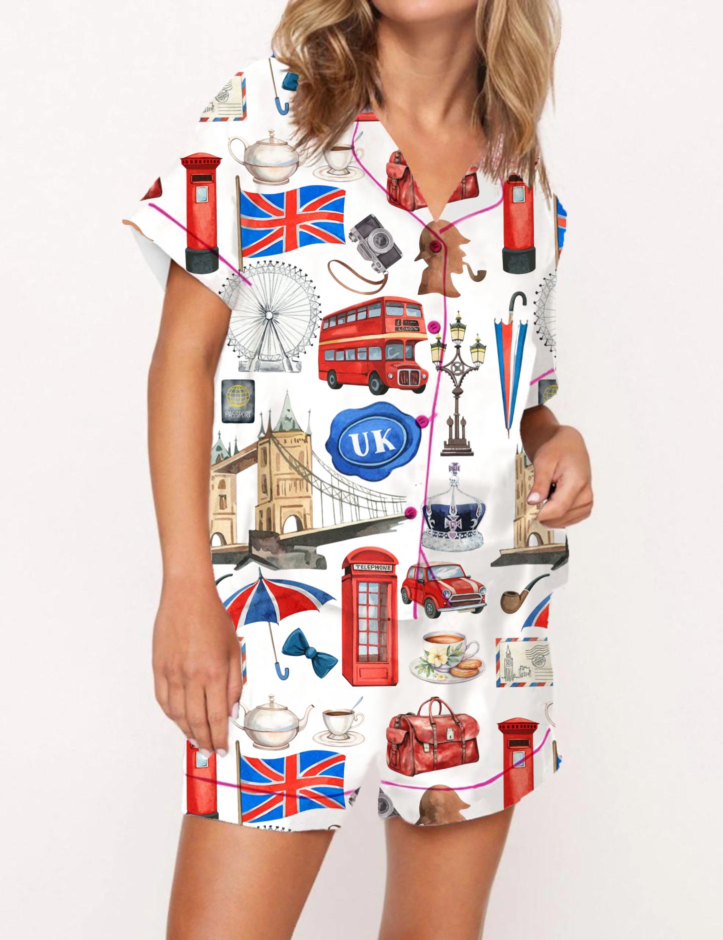 UK Travel Silky Satin Pajama Short Set For Women