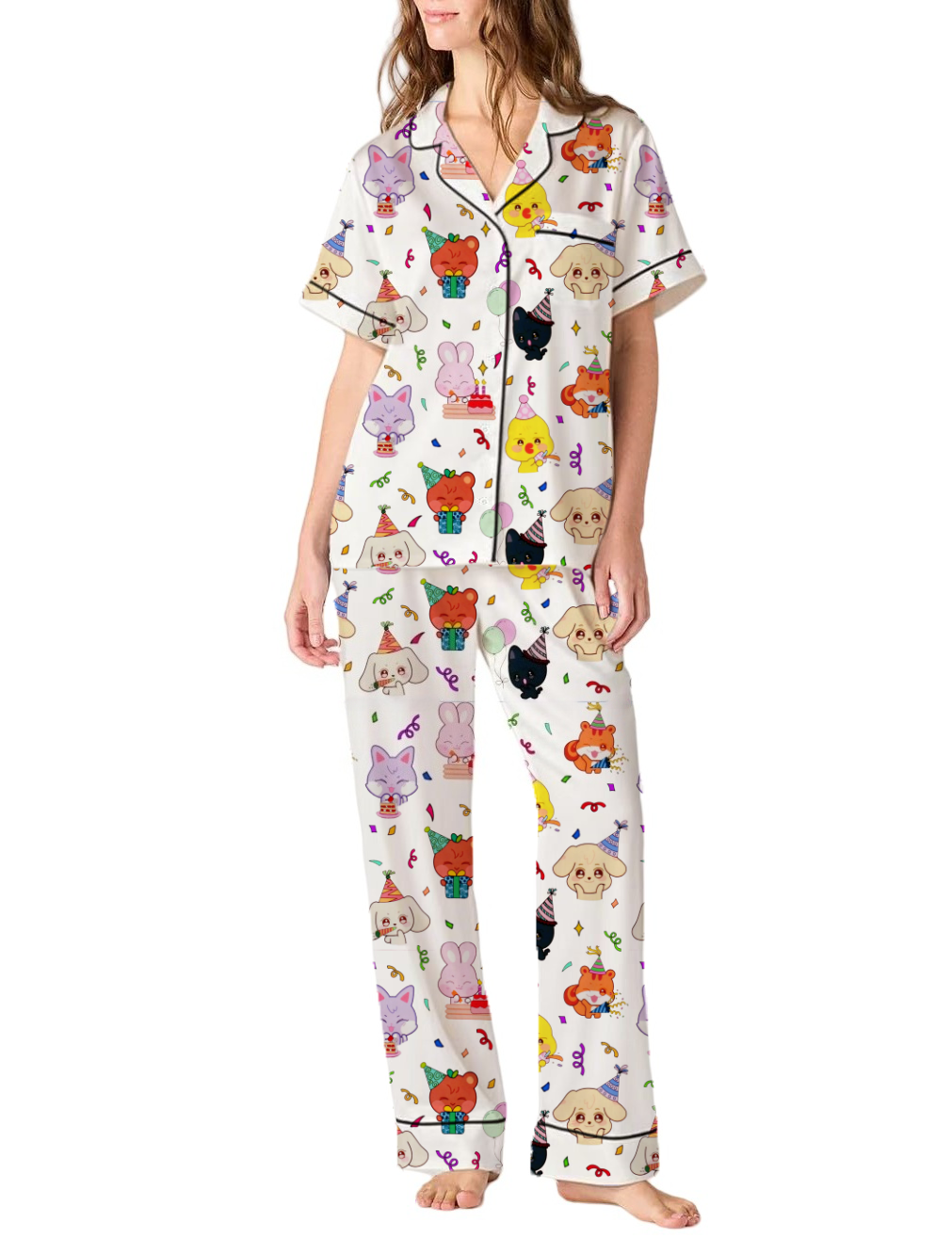 Ateez Silky Satin Pajama Pants Set For Women