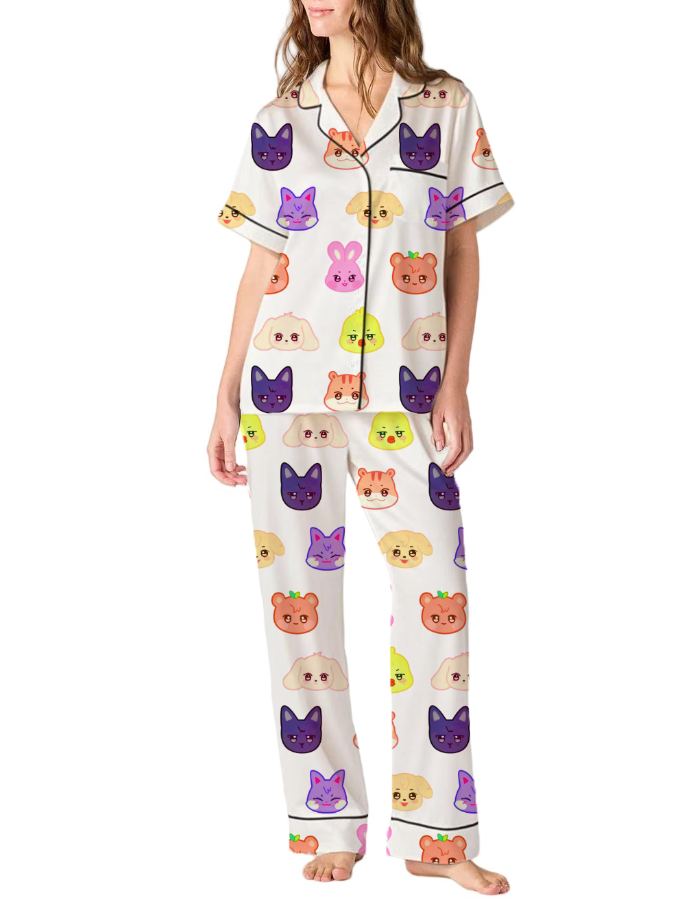 Ateez Silky Satin Pajama Pants Set For Women