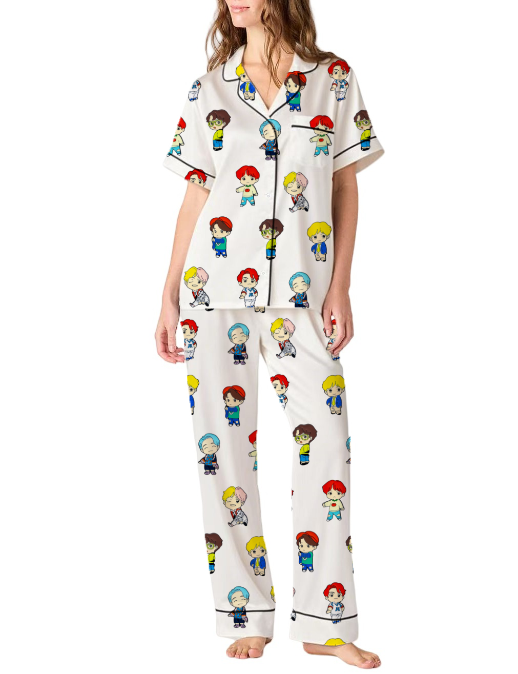 BTS Bangtan Boys Silky Satin Pajama Pants Set For Women