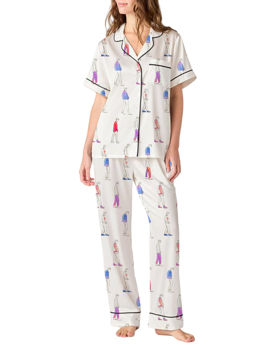BTS Bangtan Boys Silky Satin Pajama Pants Set For Women