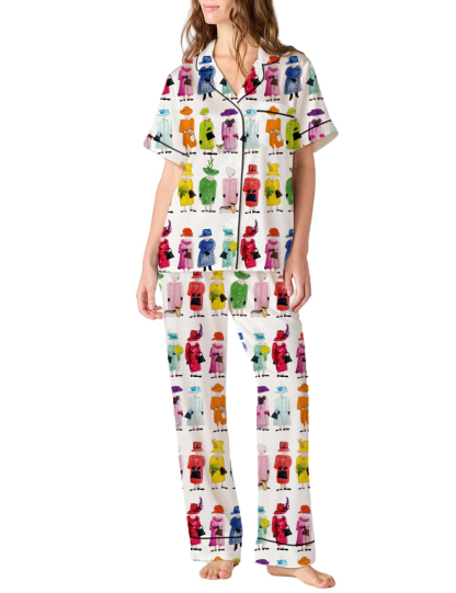 Queen Elizabeth II Rainbow Silky Satin Pajama Pants Set For Women