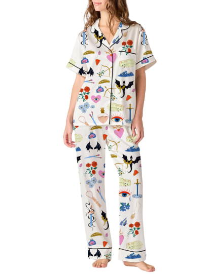 Quicksilver Silky Satin Pajama Pants Set For Women
