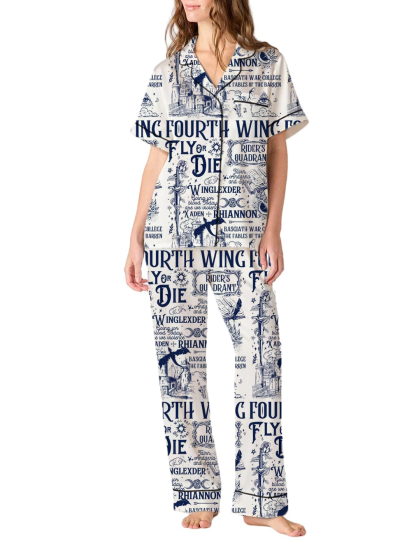 Fourth Wing Silky Satin Pajama Pants Set For Women