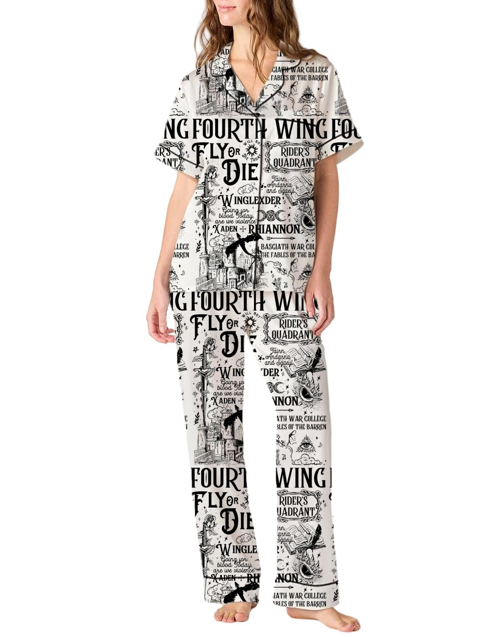 Fourth Wing Silky Satin Pajama Pants Set For Women