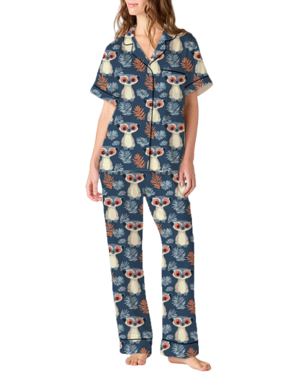 Slow Loris Silky Satin Pajama Pants Set For Women