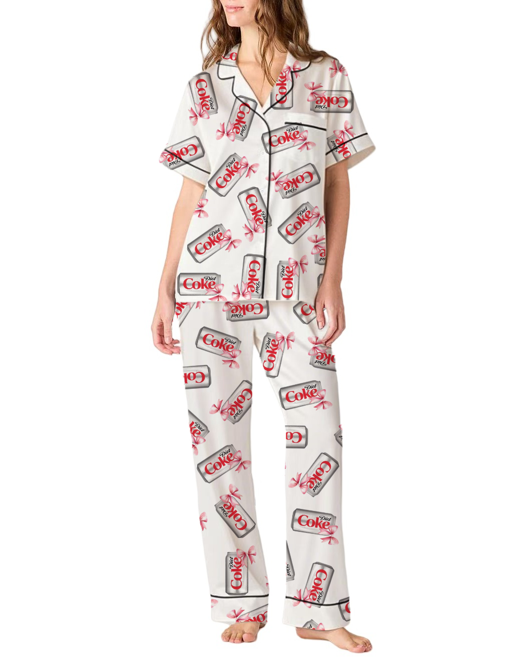 Coke Silky Satin Pajama Pants Set For Women