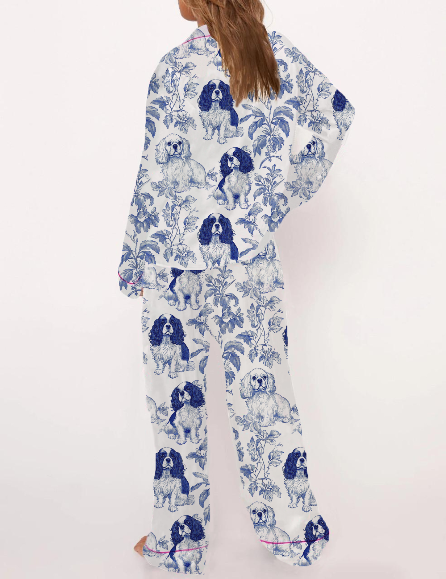 Cavalier King Charles Spaniel Silky Satin Pajama Short Set For Women