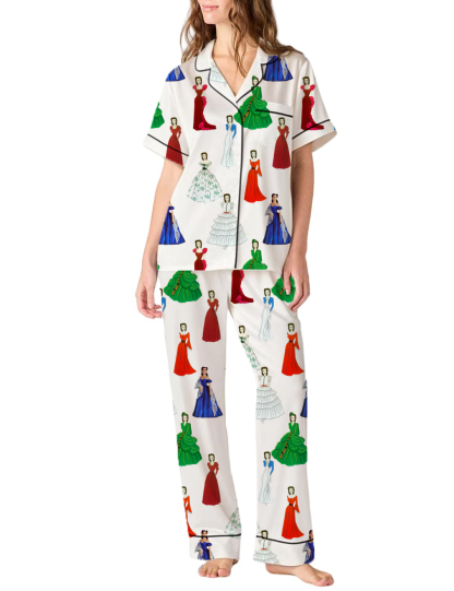 1983 Scarlet Silky Satin Pajama Pants Set For Women