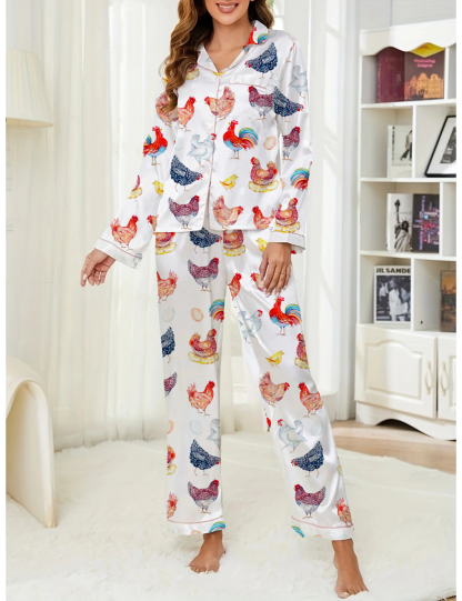 Poultry Silky Satin Pajama Long Set