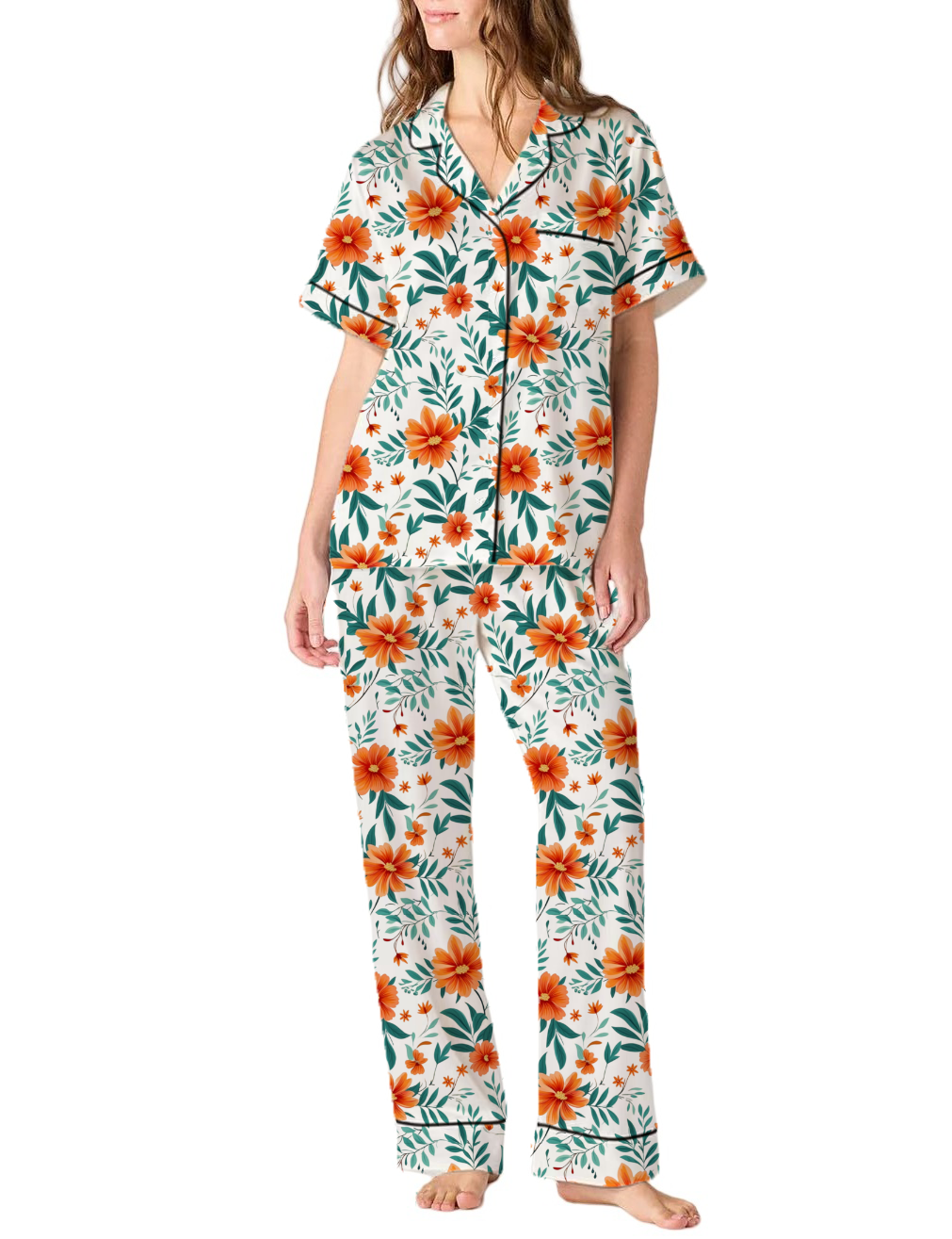 Massachusetts State Flower Mayflower Silky Satin Pajama Pants Set For Women