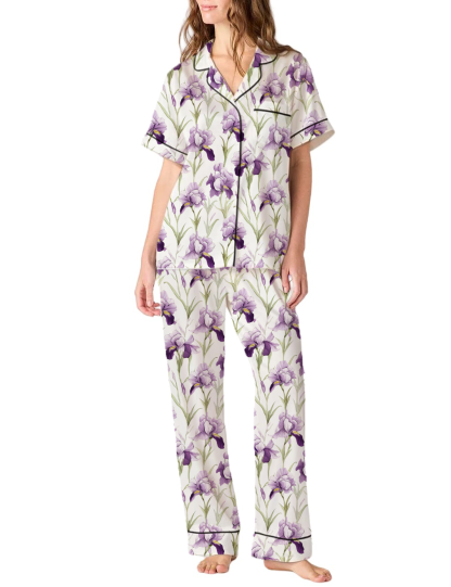 Tennessee State Flower Irises Silky Satin Pajama Pants Set For Women