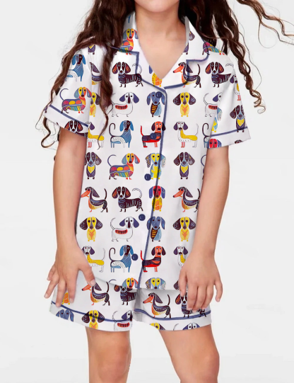 Kid's Short Sleeve  Silky Satin Pajama Set 