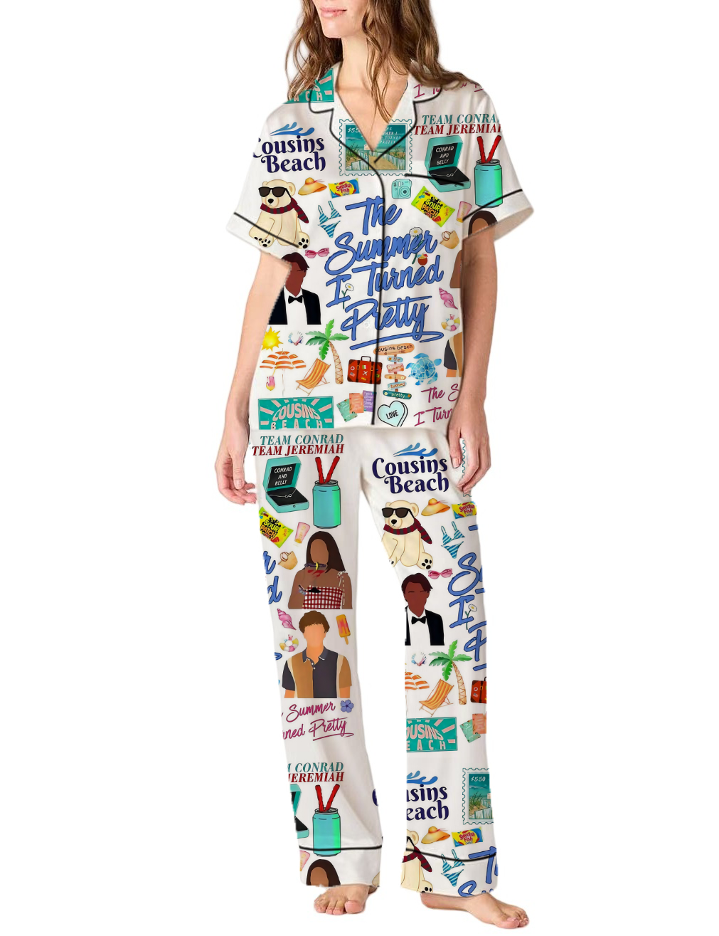 The Summer I Turned Pretty Silky Satin Pajama Pants Set For Women