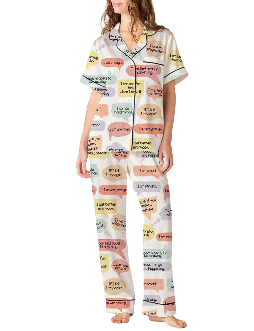Daily Inspirational Silky Satin Pajama Pants Set For Women