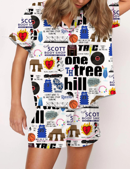 One Tree Hill Silky Satin Pajama Short Set For Women