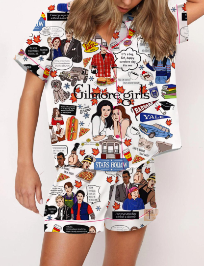 Gilmore Girls Silky Satin Pajama Short Set For Women