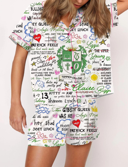 Tommen College Silky Satin Pajama Short Set For Women