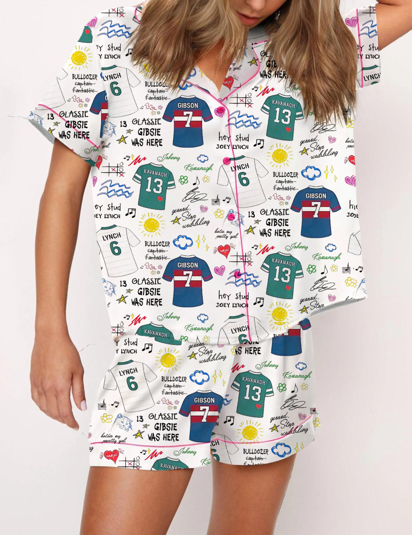 Tommen College Silky Satin Pajama Short Set For Women