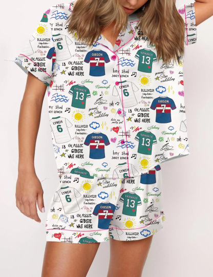 Tommen College Silky Satin Pajama Short Set For Women