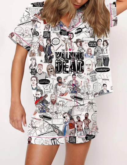 The Walking Dead Silky Satin Pajama Short Set For Women