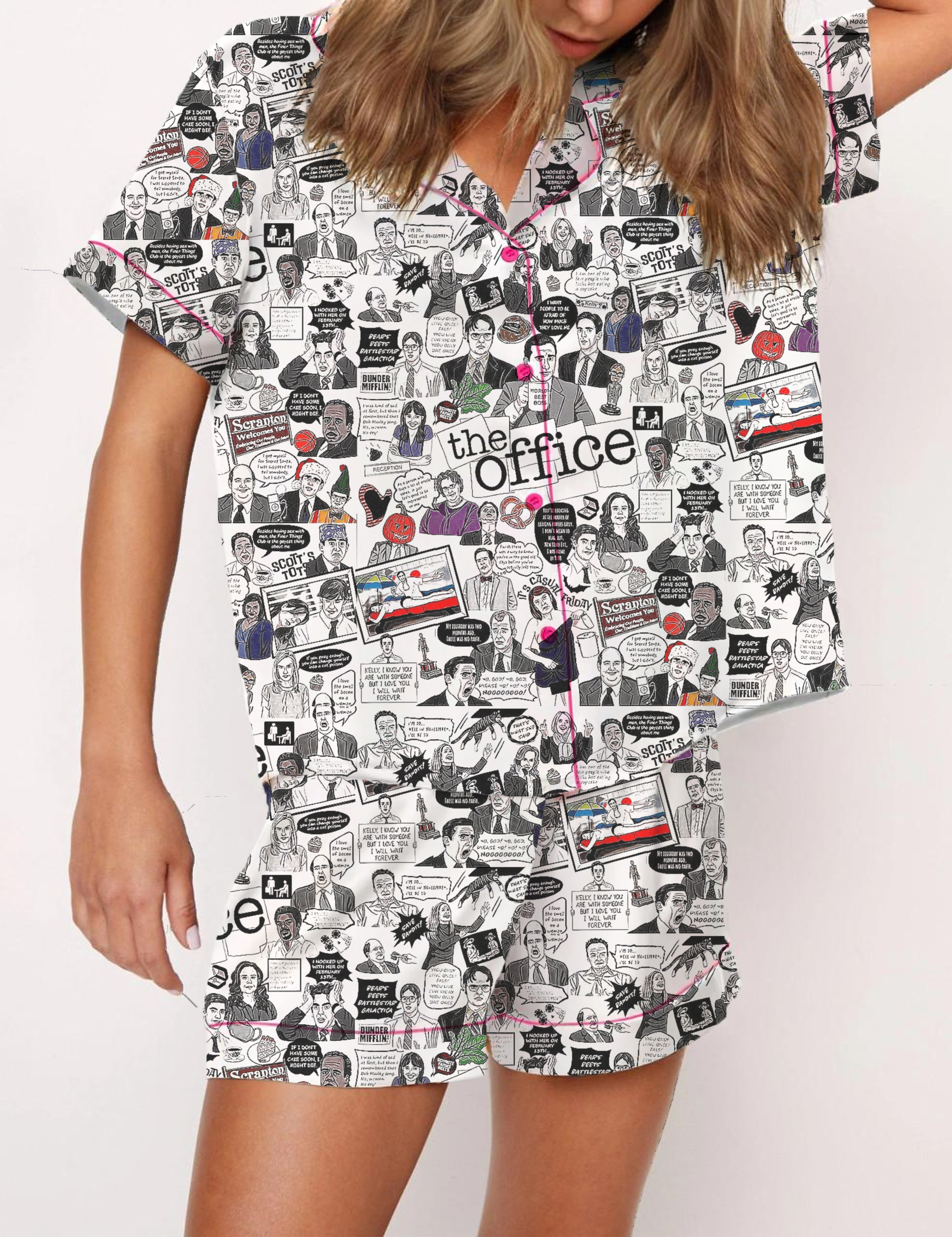The Office TV Silky Satin Pajama Short Set For Women