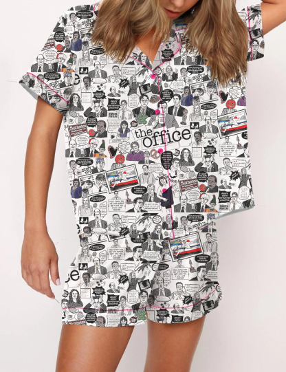 The Office TV Silky Satin Pajama Short Set For Women