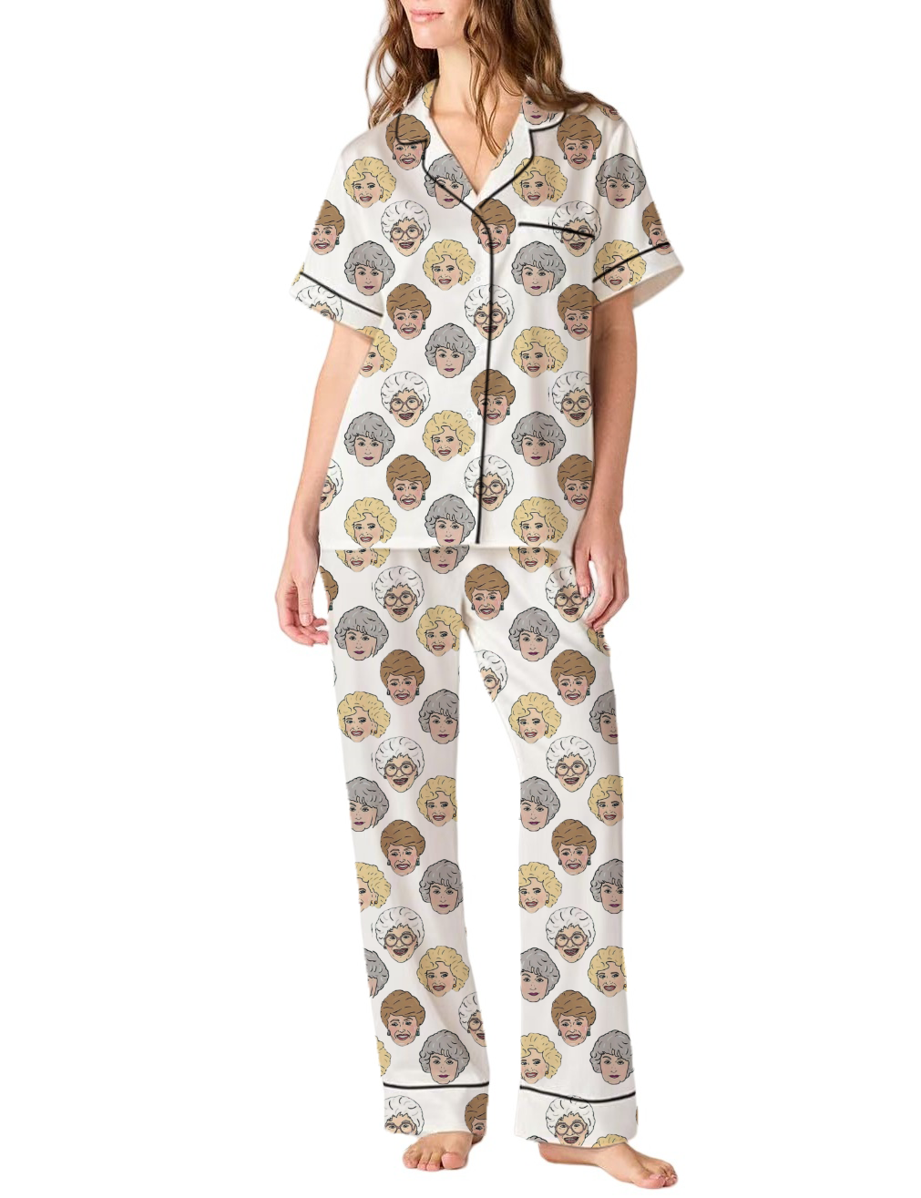 Live Like The Golden Girls Silky Satin Pajama Pants Set For Women