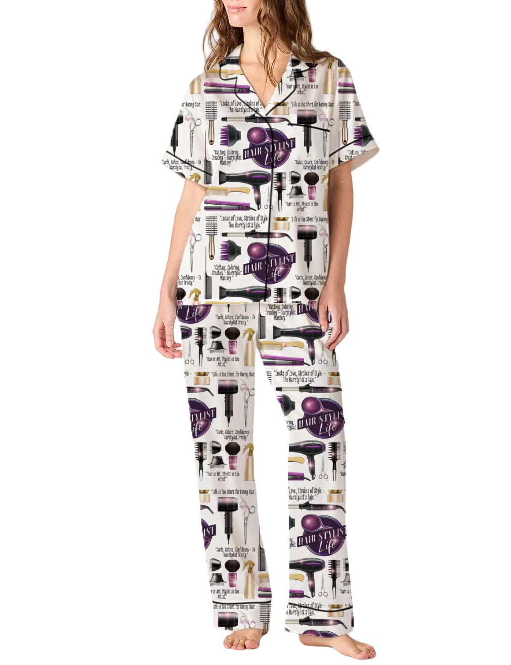 Hairstylist Life Silky Satin Pajama Pants Set For Women