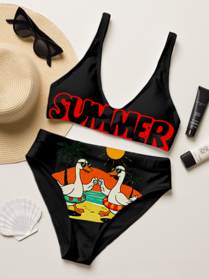 Summer Duck Sexy Two-Piece Bikini Set Swimsuit 