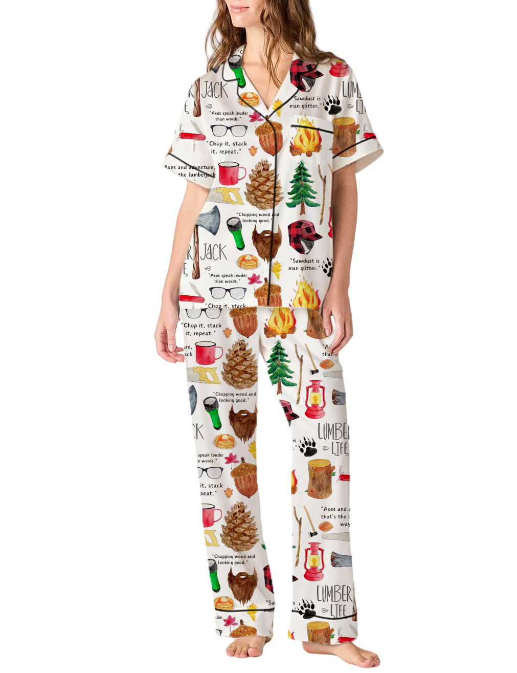 Lumberjack Life Silky Satin Pajama Pants Set For Women
