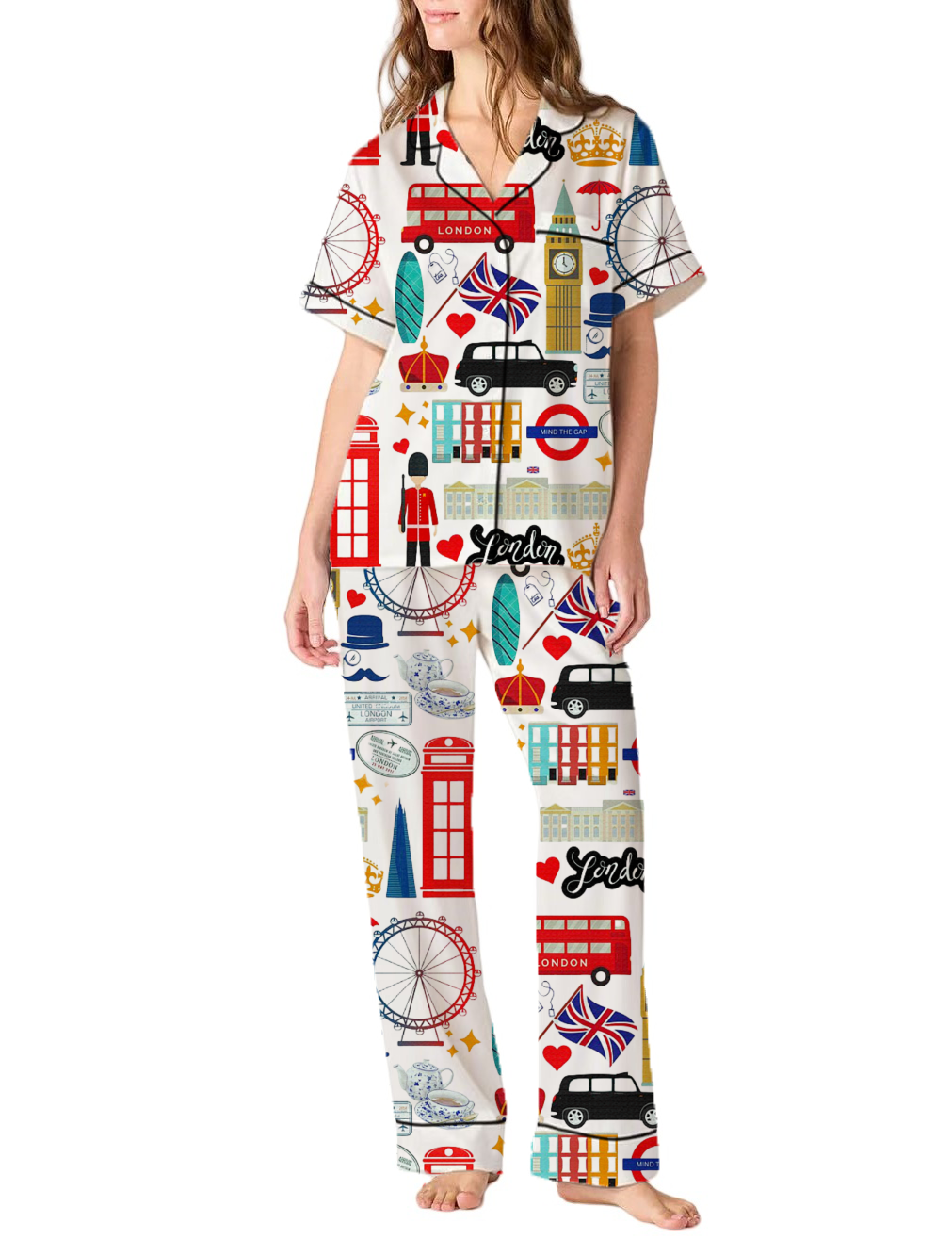 London England Silky Satin Pajama Pants Set For Women