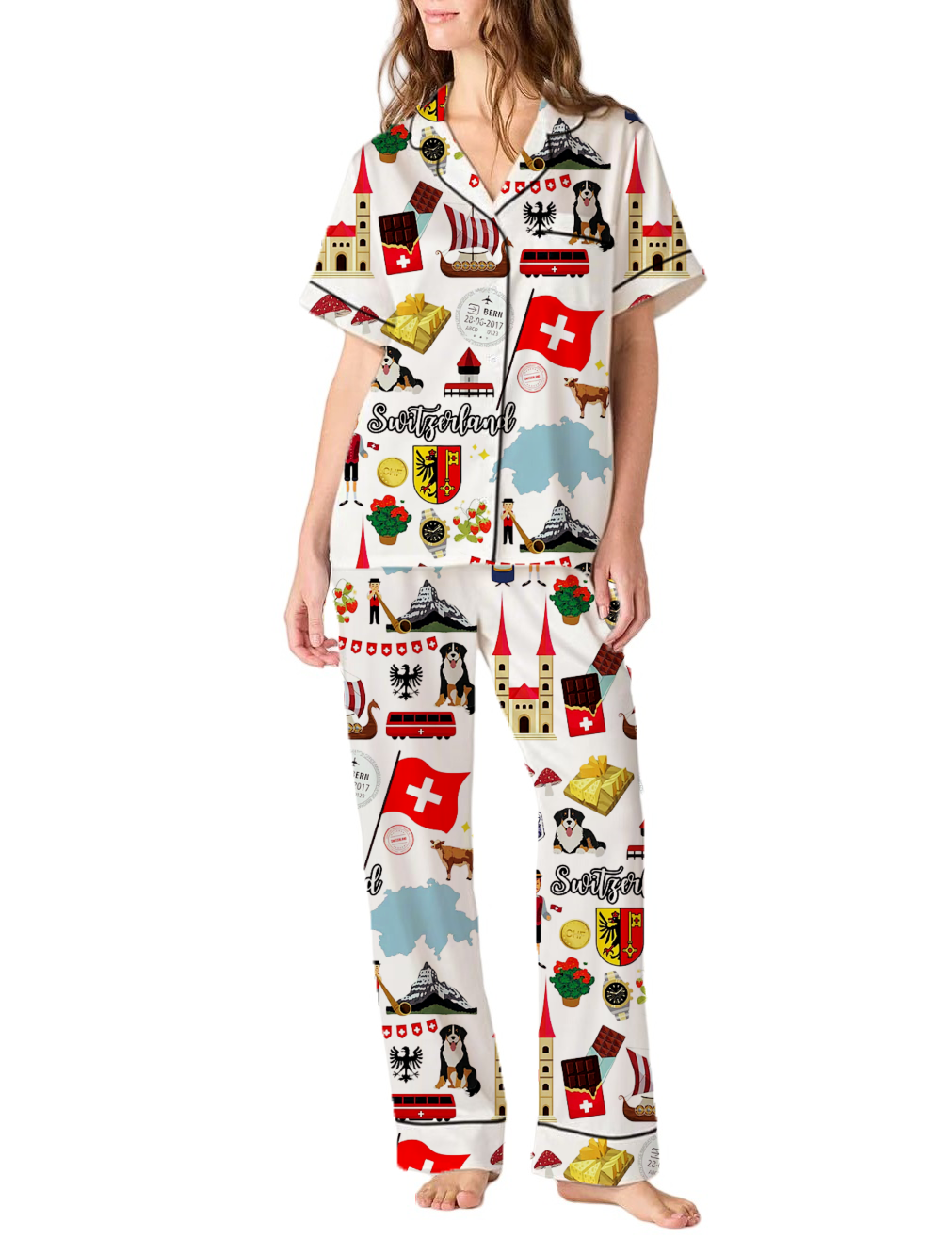 Swiss Travel Silky Satin Pajama Pants Set For Women