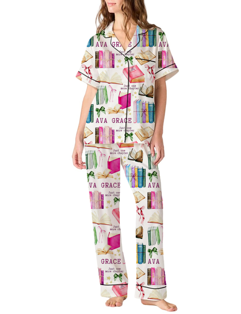 Bookworms Who Love Books Silky Satin Pajama Pants Set For Women