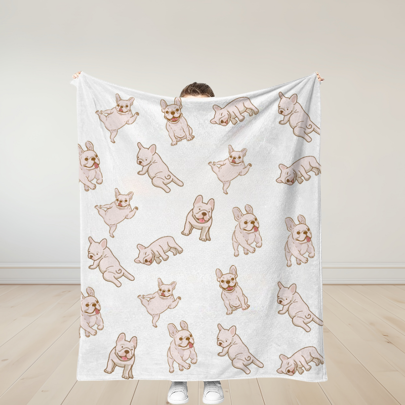 Personalized French Bulldogs Soft Throw Blanket Birthday Gift