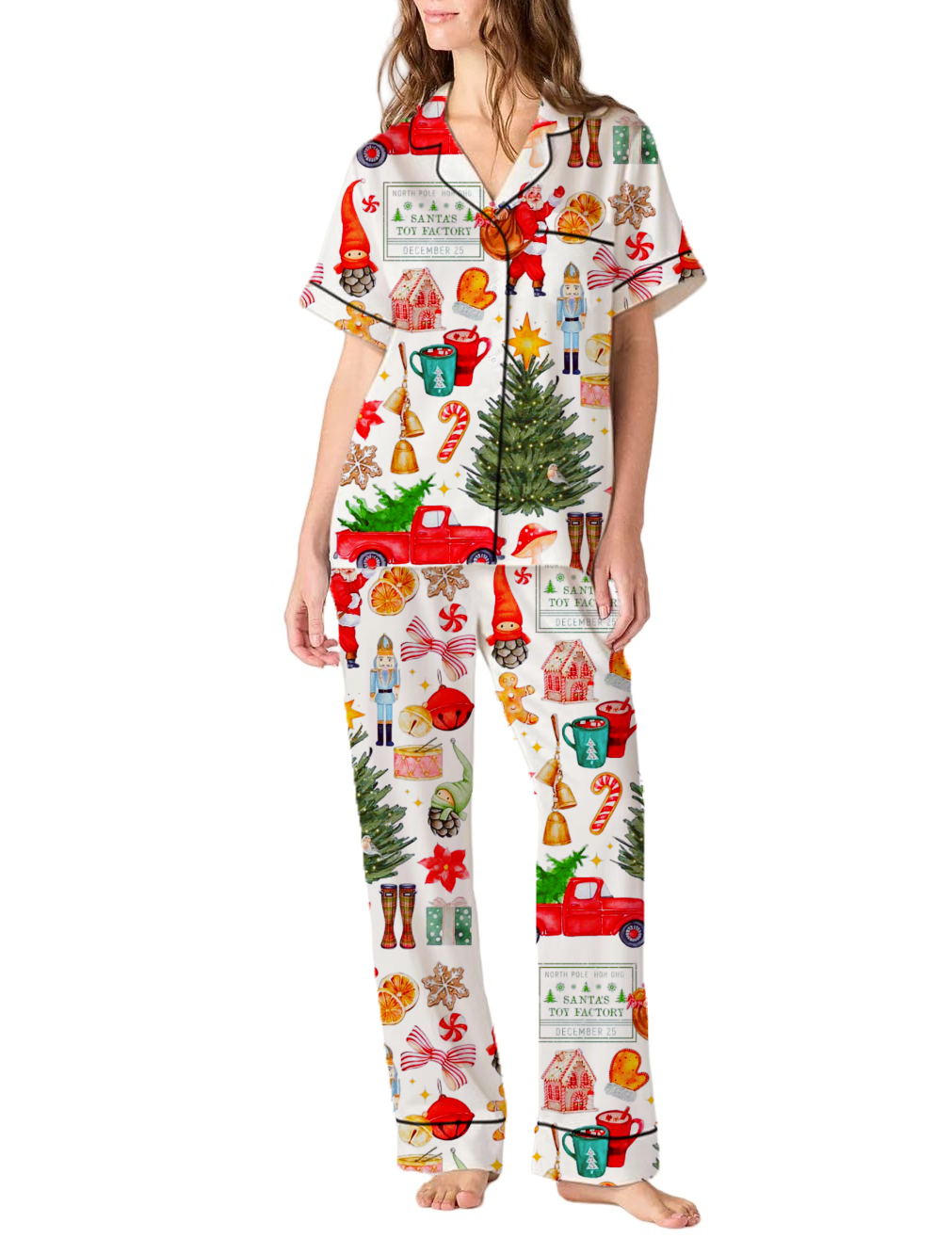 Christmas Gifts Silky Satin Pajama Pants Set For Women