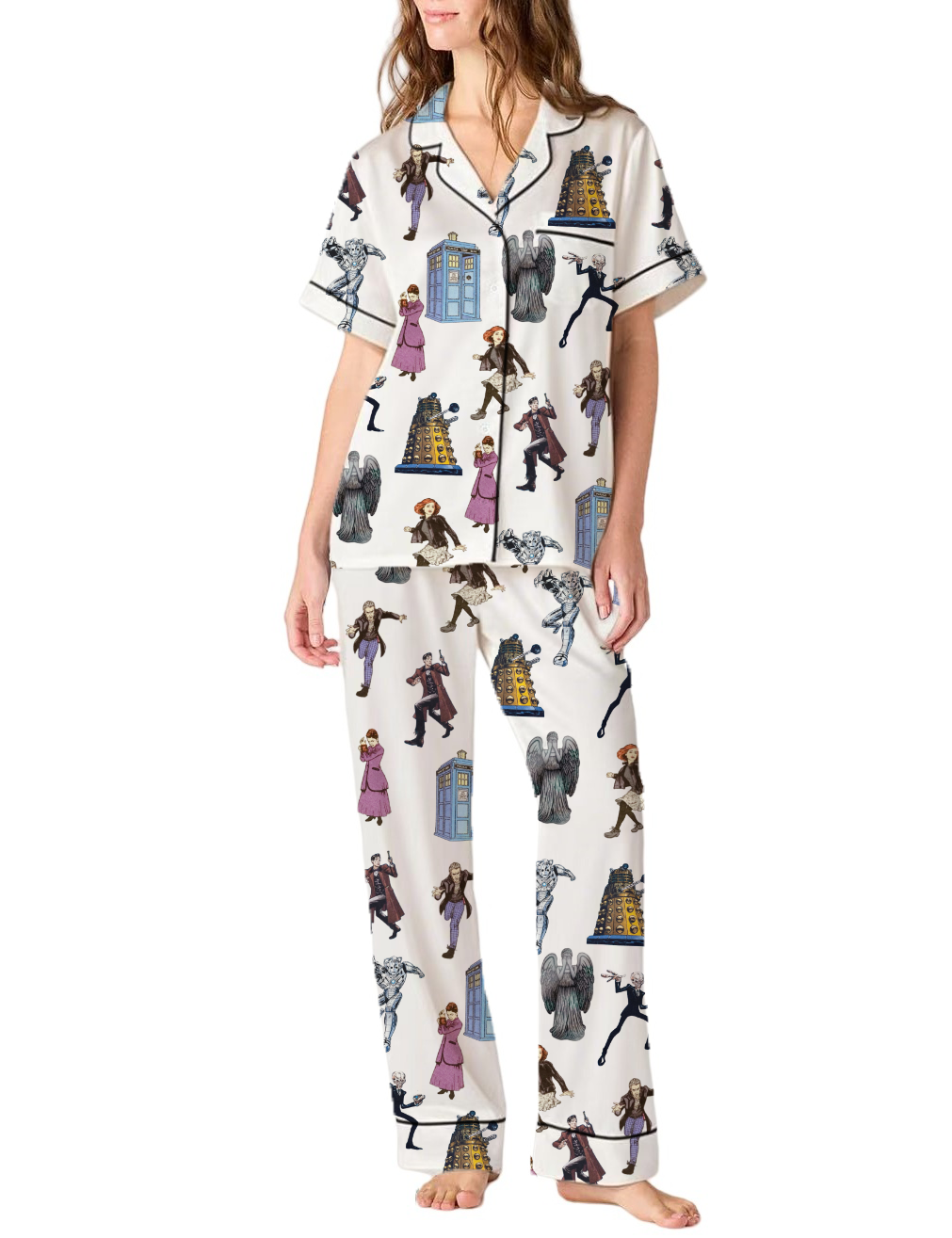 Dr Who Silky Satin Pajama Pants Set For Women