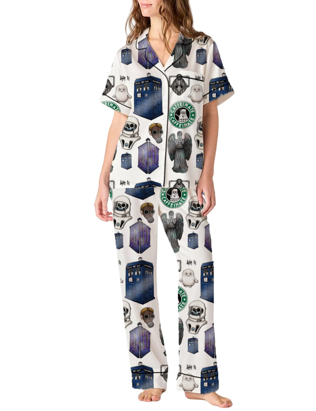 Doctor Who Silky Satin Pajama Pants Set For Women