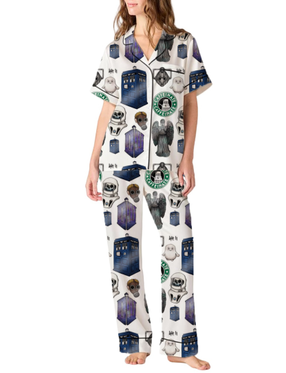 Doctor Who Silky Satin Pajama Pants Set For Women