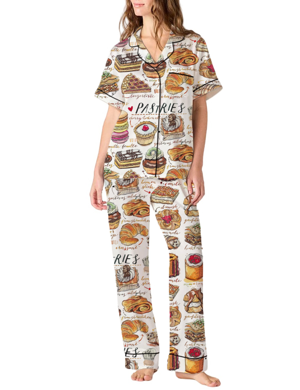 Pastries Silky Satin Pajama Pants Set For Women